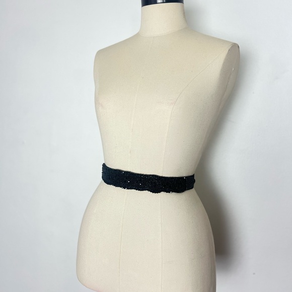 GLASS BEADED 80’s 90’s Vintage Stretch Black Evening Cocktail Belt 32-44w L XL main image 6